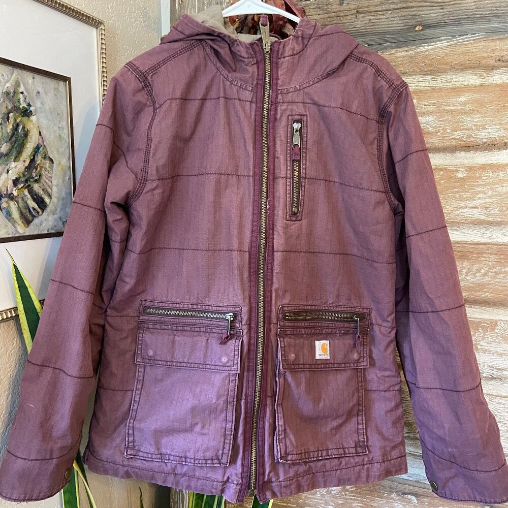 Carhartt Quilted Jacket - Purple, Hooded (WM S)